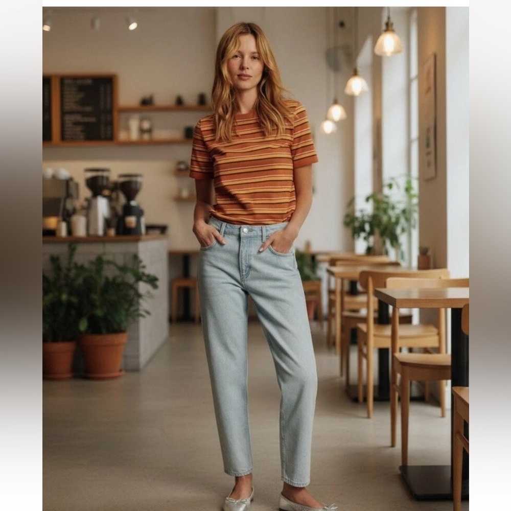 Sezane Le Mum Trousers, Size 40/Us 8 Cotton Jeans